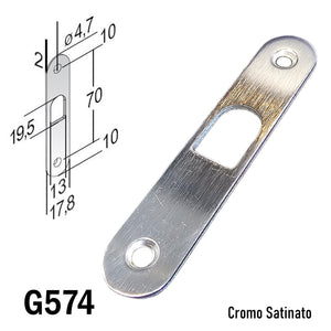 contropiastra incontro porta serratura bonaiti G574 mm 90x18 x scorrevole scrigno 4G57400085 cromo satinato incontro riscontro piastrina