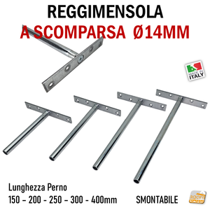 REGGIMENSOLA A SCOMPARSA REGGIRIPIANO INVISIBILE STAFFA SUPPORTO RIPIANI DIAMETRO 14MM T 2 pezzi lunghezza 15cm 20cm 25cm 30cm 40cm smontabile