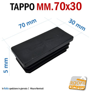 tappi 70x30 neri per telai strutture giardino tubolari