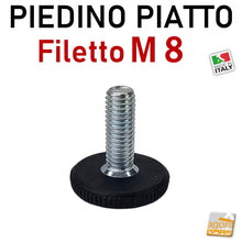 Load image into Gallery viewer, PIEDI PIEDINO FILETTATO M8x25 8x22mm BASSO D28x6 ZIGRINATO PIEDE LIVELLATORE PIATTO NERO
