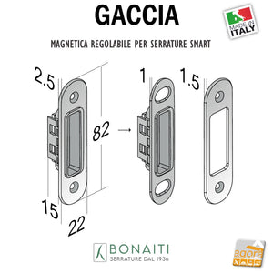 Riscontro Gaccia Bonaiti GS80 Magnetica Contropiastra per Serrature SMART Regolabile 4GS8000 incontro serrature originale