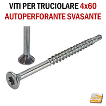 Carica l&#39;immagine nel visualizzatore di Gallery, VITI TRUCIOLARE AUTOPERFORANTE TESTA TPS TORX 4X60 ZINCATA viti per legno truciolato auto svasante auto perforante zincata testa torx professionale
