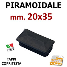 Carica l&#39;immagine nel visualizzatore di Gallery, TAPPI TAPPO QUADRATO RETTANGOLARE COPRITESTA PIRAMOIDALE NERO IN PLASTICA mm20x35 mm35x20 cm3.5x2 cm 2x3.5
