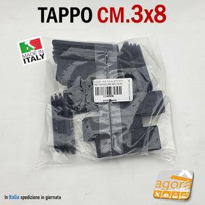 TAPPO RETTANGOLARE mm 30x80 NERO PUNTALE PLASTICA cm 3x8 SOTTOPIEDE ALETTATO TAPPI NERI - INSERTO ALETTATO CON LAMELLE PLASTICA NERA BELLO BEN RIFINITO IN PRONTA CONSEGNA SACCEHTTO