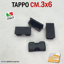 Load image into Gallery viewer, TAPPI TAPPO RETTANGOLARE mm 30x60 NERO PUNTALE PLASTICA cm 6x3 SOTTOPIEDE ALETTATO TAPPI NERI
