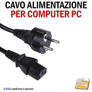 CAVO ALIMENTAZIONE COMPUTER SPINA PC SHUKO 1,8 MT NERA IEEC C13 CEE 7-7 2 metri per case pc fisso spina tedesca lineare