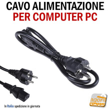 Carica l&#39;immagine nel visualizzatore di Gallery, CAVO ALIMENTAZIONE COMPUTER SPINA PC SHUKO 1,8 MT NERA IEEC C13 CEE 7-7 2 metri per case pc fisso spina tedesca
