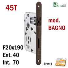 Carica l&#39;immagine nel visualizzatore di Gallery, FRONT DOOR LOCK 20x190mm ROUND E40 I70 BONAITI 45T BRONZE SMALL BATHROOM DOUBLE SQUARE WC
