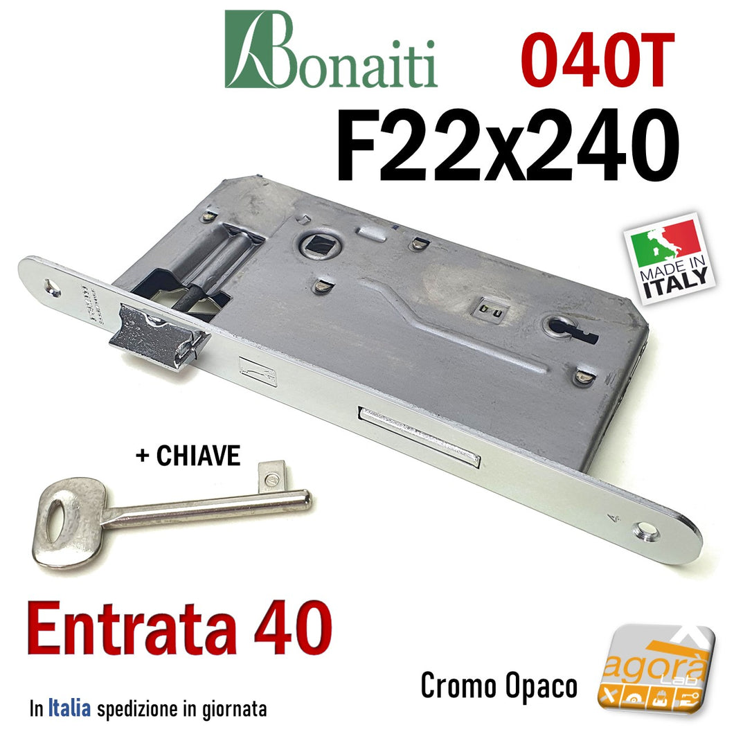 Bonaiti serrature 4006004087 serratura infilare a gancio rientrante e 40  ambidestra per porte interne cromo satinato foro patent MALFATTI&TACCHINI  GROUP