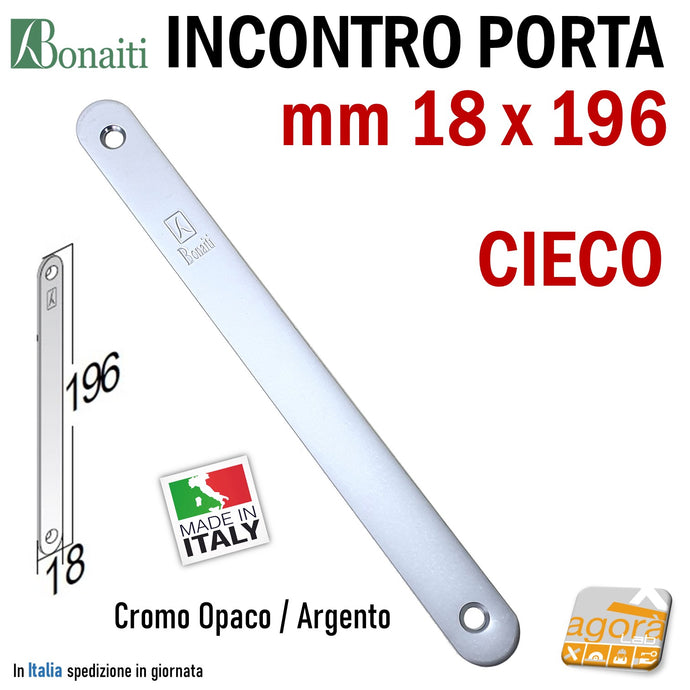 Riscontro Contropiastra Cieca Bonaiti per serrature porta F18x196mm Cromo Opaco