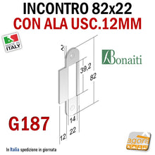 Load image into Gallery viewer, Riscontro Gaccia Cromo Opaco G187 Bonaiti 82x22 con ALA x Serrature B-BITTER Meccaniche ALA 42x12mm CONTROPIASTRA CONTROPORTA RISCONTRO GACCIA SERRETURE MECCANICHE CENTRALI
