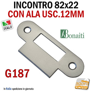 Riscontro Gaccia Cromo Opaco G187 Bonaiti 82x22 con ALA x Serrature B-BITTER Meccaniche ALA 42x12mm