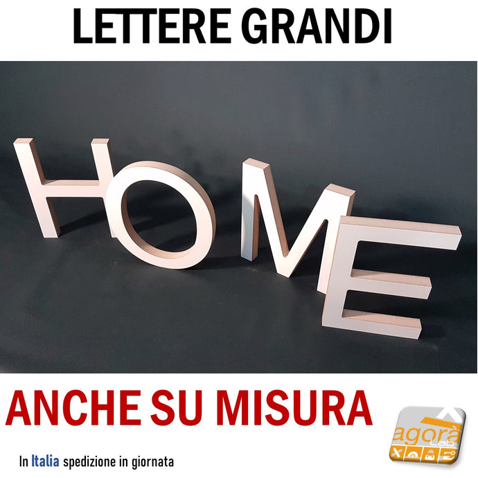 Lettere Grandi 19 cm HOME lettera in legno verniciabile FREE STANDING scritta Design MDF lettera alta spessa autoportante