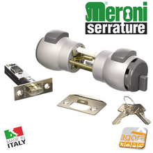 Load image into Gallery viewer, SERRATURA PORTA PREMI-APRI CON CHIAVE MERONI TB-60 E60 ARGENTO 13 NA-GR INGRESSO UFFICIO
