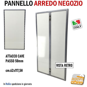 PANNELLO TESTATA FREE STANDING ESPOSITORE PORTA GANCI BROCHE BARRA APPENDERIA ADERENTE ARREDO PARETE NEGOZIO ATTREZZATURA PASSO 50MM ATTREZZI PER NEGOZI