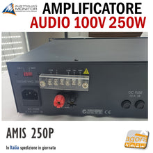 Carica l&#39;immagine nel visualizzatore di Gallery, power amplifier audio 100v per rack australian monitor AMIS 250P nero 100V 70V 230V 110V 24V per impianti audio professionali per negozi e locali in genere vista dietro s
