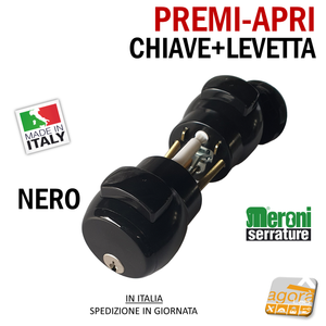 SERRATURA PORTA PREMI-APRI CON CHIAVE MERONI TB-60 E60 NERO 13 NE INGRESSO UFFICIO KIT CON LEVETTA