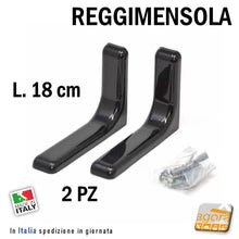 Carica l&#39;immagine nel visualizzatore di Gallery, coppia 2pz REGGIMENSOLA A L IN METALLO CON COVER NERA L 18cm REGGIRIPIANO STAFFA SUPPORTO
