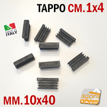 Carica l&#39;immagine nel visualizzatore di Gallery, TAPPI TAPPO RETTANGOLARE 10x40 NERO PUNTALE PLASTICA cm 1x4 SOTTOPIEDE ALETTATO alta qualità
