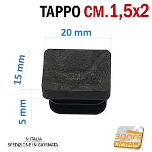  TAPPI TAPPO RETTANGOLARE 15x20 NERO PUNTALE PLASTICA sottosedia SOTTOPIEDE ALETTATO