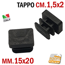 Carica l&#39;immagine nel visualizzatore di Gallery,  TAPPI TAPPO RETTANGOLARE 15x20 NERO PUNTALE PLASTICA cm 1,5x2 SOTTOPIEDE ALETTATO
