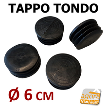 Carica l&#39;immagine nel visualizzatore di Gallery, 4pz TAPPI TAPPO ROTONDO Diametro 60mm (6 CM) PUNTALE NERO ARREDO GIARDINO X TAVOLI
