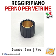 Carica l&#39;immagine nel visualizzatore di Gallery, REGGIRIPIANO (PERNO) PER VETRINE E RIPIANI CON GOMMA DIAM.13X12 REGGIVETRO OTTONE NERO
